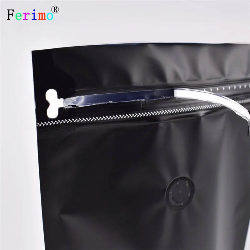 100pcs 15*23cm(5.9*9in) Black Zip Lock Bags Aluminum Foil Plastic Ziplock Air Valve Package Bag