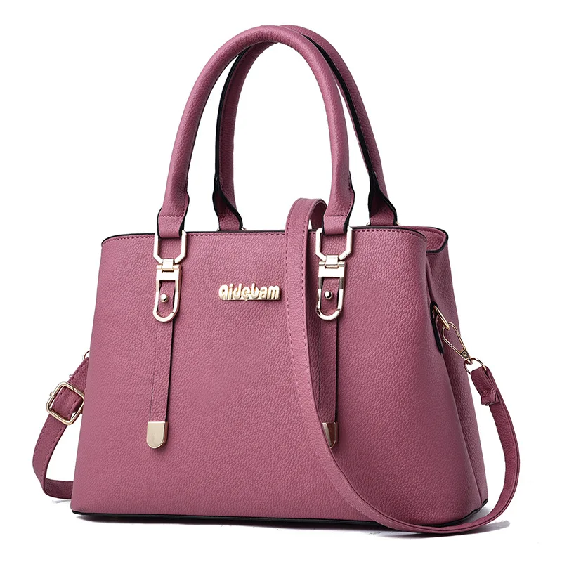 Женская сумка из искусственной кожи, сумка на молнии, сумки через плечо, женская сумка, высокое качество, модные сумки, сумки с верхней ручкой - Цвет: Розовый