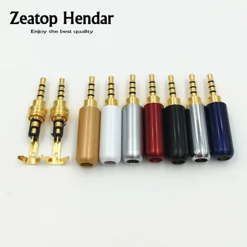 

100Pcs Copper 2.5mm 4 Pole Male with Clip Repair Audio Headphone Jack Plug Metal Audio Soldering for 4mm cable DIY