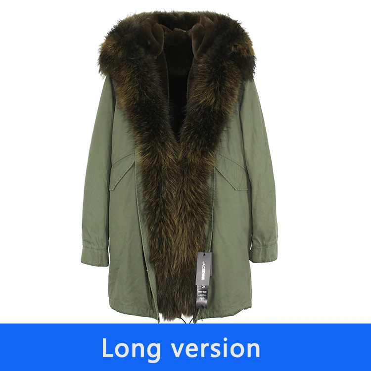 Новое поступление парка женская с мехом брендовые длинные для женщин зимнее пальто натуральный енота меховая куртка роскошный большой съемный воротник куртка с капюшоном - Цвет: long 7