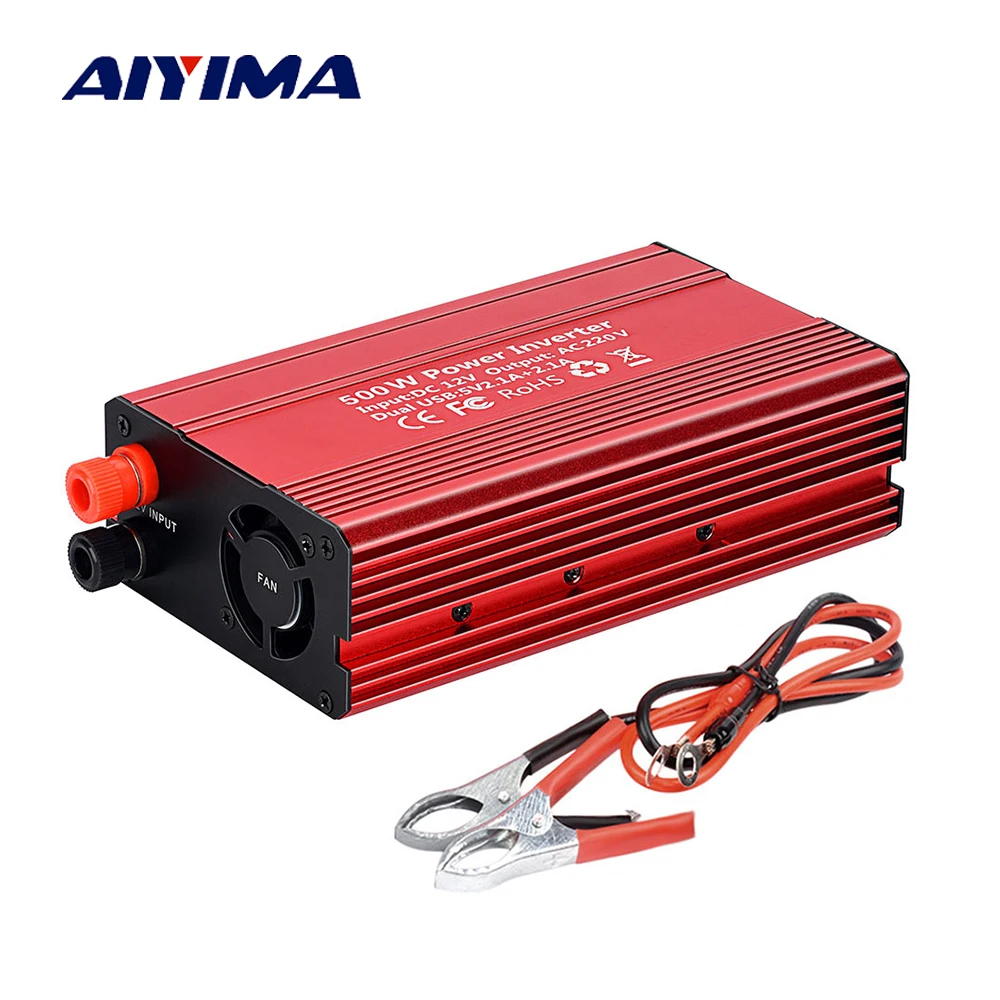 

SUNYIMA 500W Inverter DC12V To AC110V/220V Dual USB Fast Charge EU/US Plug For Home Picnic Trip Transformer Adapter