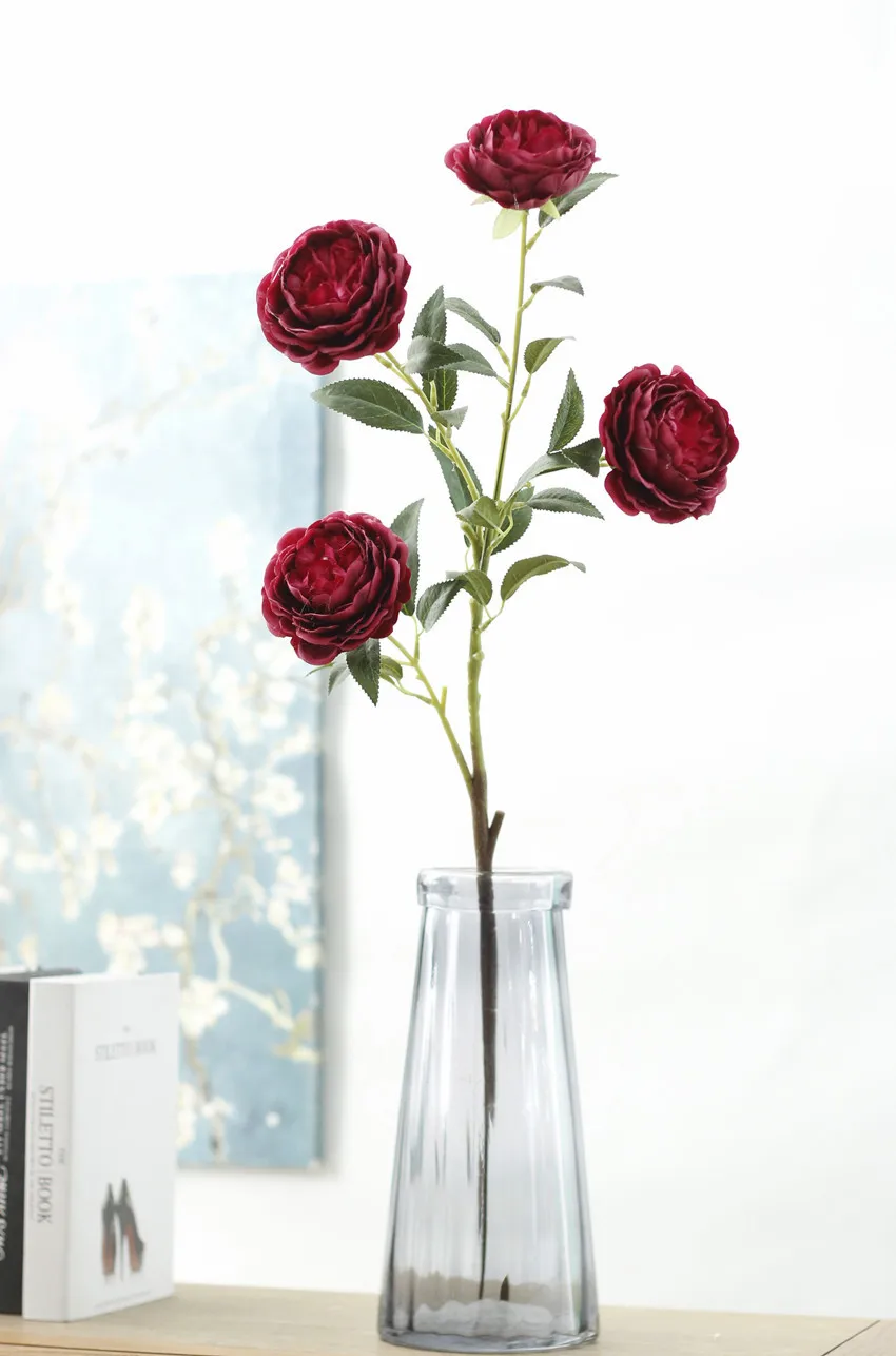 artificial flower peony silk rose wedding home decoration white pink red   (17)