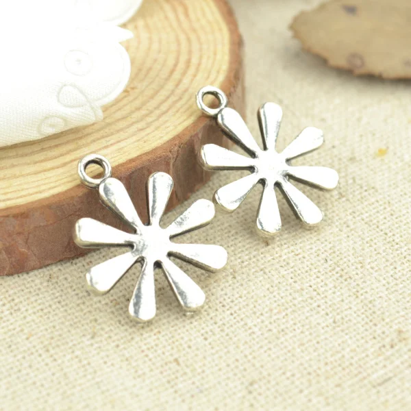 

10 Pcs 24*20 mm Antique Silver Tone flower Charms DIY Jewelry Making 2565