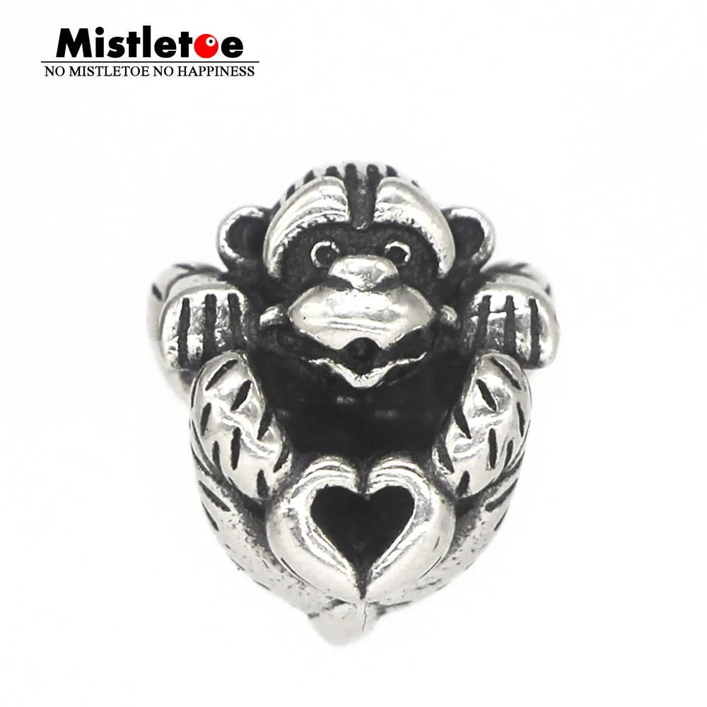 

Mistletoe Jewelry Genuine 925 Sterling Silver Orangutan ... Love... Charm Bead Fit European Troll 3.0mm Bracelet