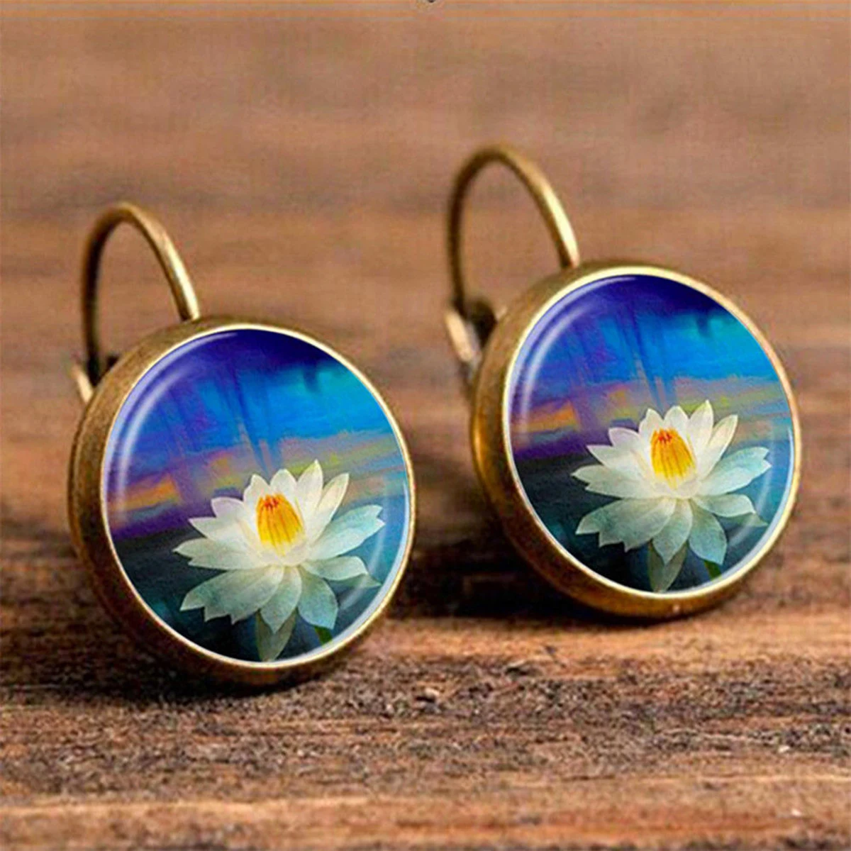 Vintage Colorful Round Flower Ear Stud Classical Retro Ethnic Stylish Earrings Unique Charming Women Jewelry Chic Accessories