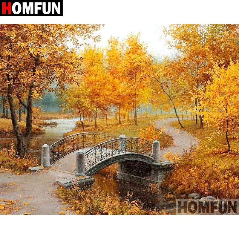 

HOMFUN 5D DIY Diamond Painting Full Square/Round Drill "Yellow leaves" 3D Embroidery Cross Stitch gift Home Decor A02583