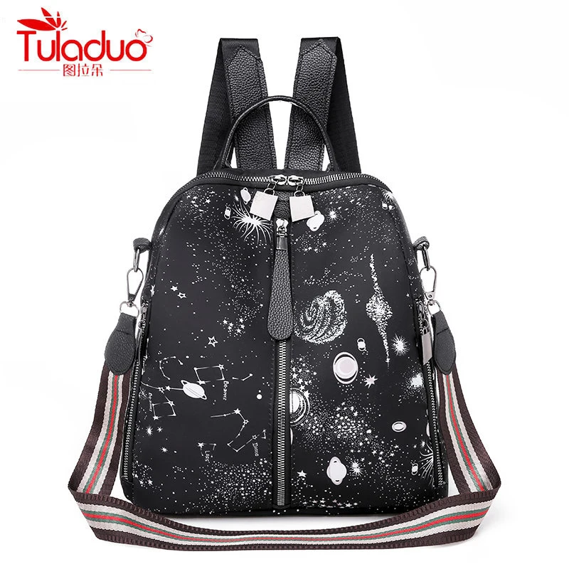 

Famous Brand Multifunction Women Backpacks Fashion Starry Sky Printing Ladies Backpack High Quality School Bag For Teeanger Girl