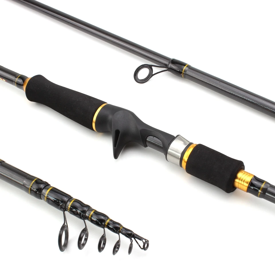 

1.8M 2.1M 2.4M 2.7M telescopic carbon lure rod Spinning Fishing rod Travel fishing Tackle Lure Weight 7-28g M power