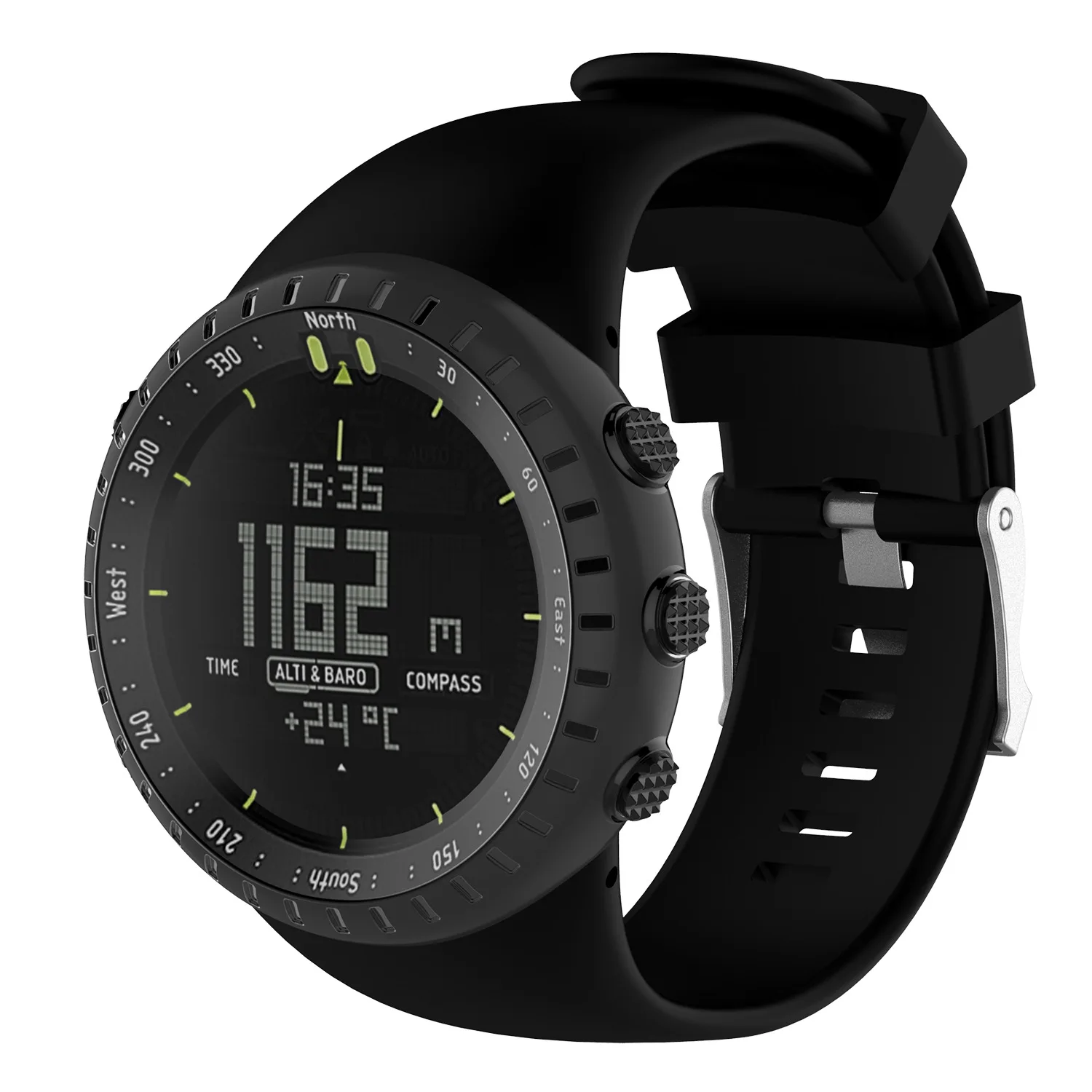 

WEIGELE Silicone Watchband Wristband Strap for SUUNTO CORE All Black Military Men's Outdoor Sports Watch