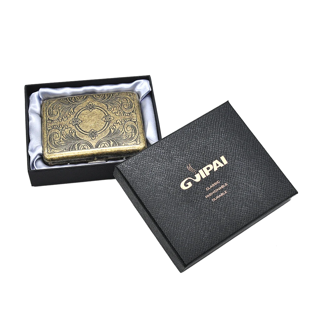 Металлический чехол для сигарет Vintag, 16 сигарет(85 мм* 8 мм), бронзовая коробка для сигарет с 2 клипсами, Классический чехол для сигарет