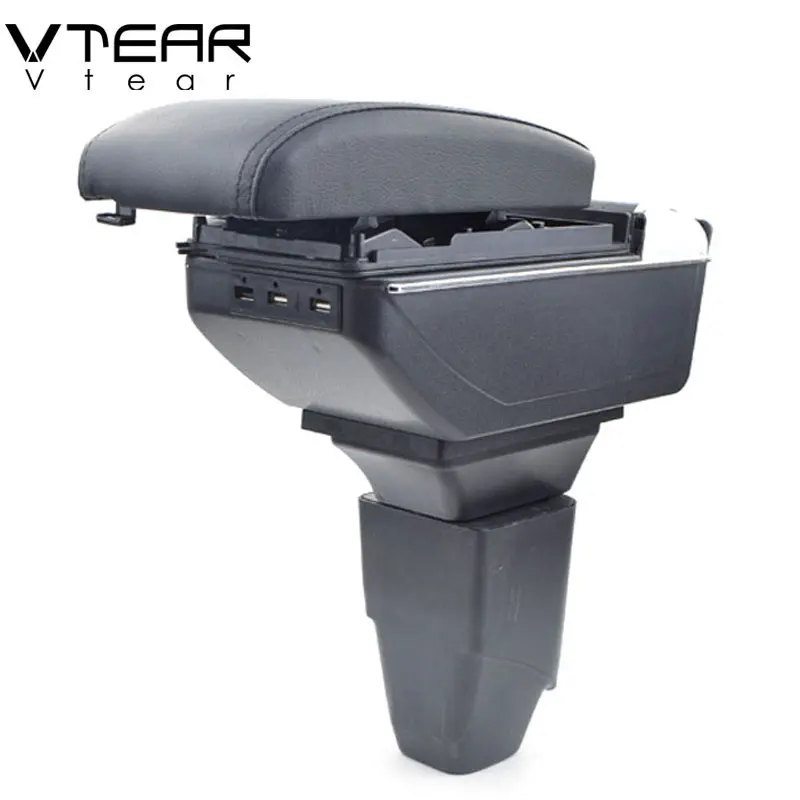 

Vtear For PEUGEOT 206 207 armrest box USB Charging interface heighten central Store content box cup holder ashtray accessories