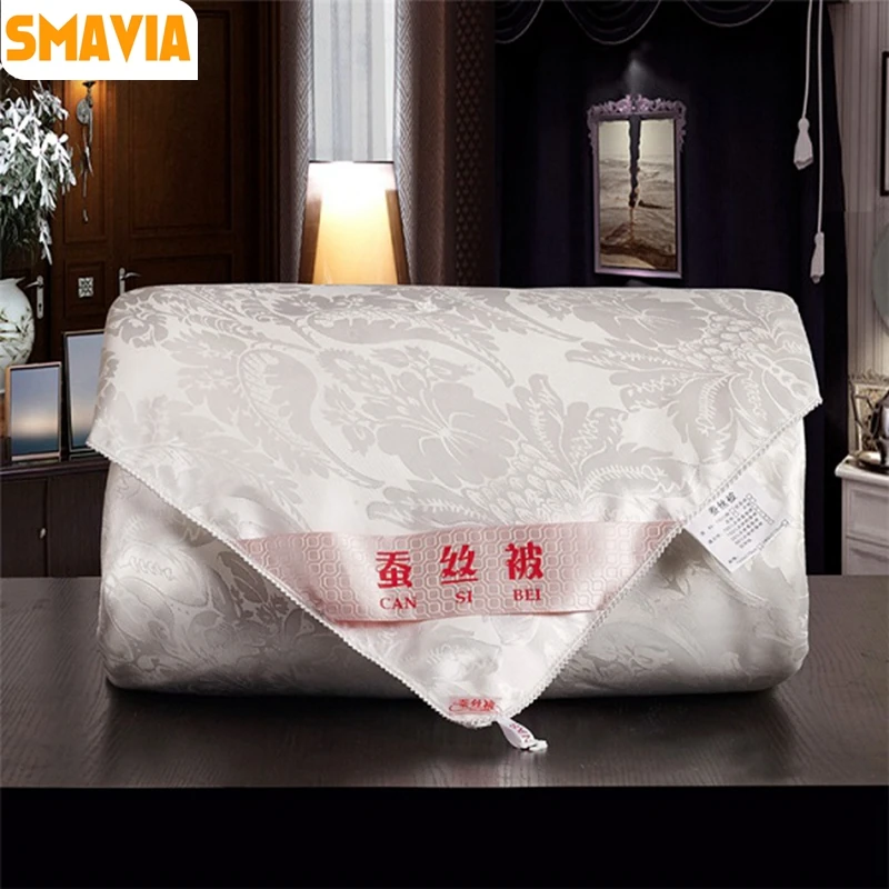 SMAVIA 100 Silk Comforter Handmade Blankets Soft Silk Floss Fabric