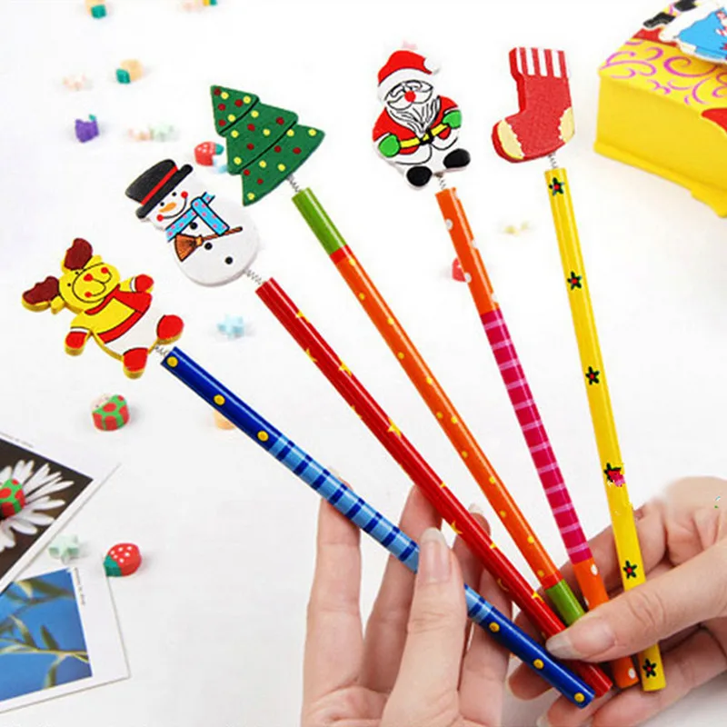 36 PCS/LOT Christmas Wooden Pencils Writing Supplie Novelty Cartoon