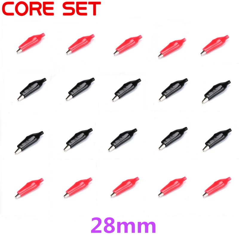 

20PCS/Lot 28MM/35MM/45MM Alligator Clip Electrical Clamp Alligator Clip Probe Metal For Test Meter Black And Red