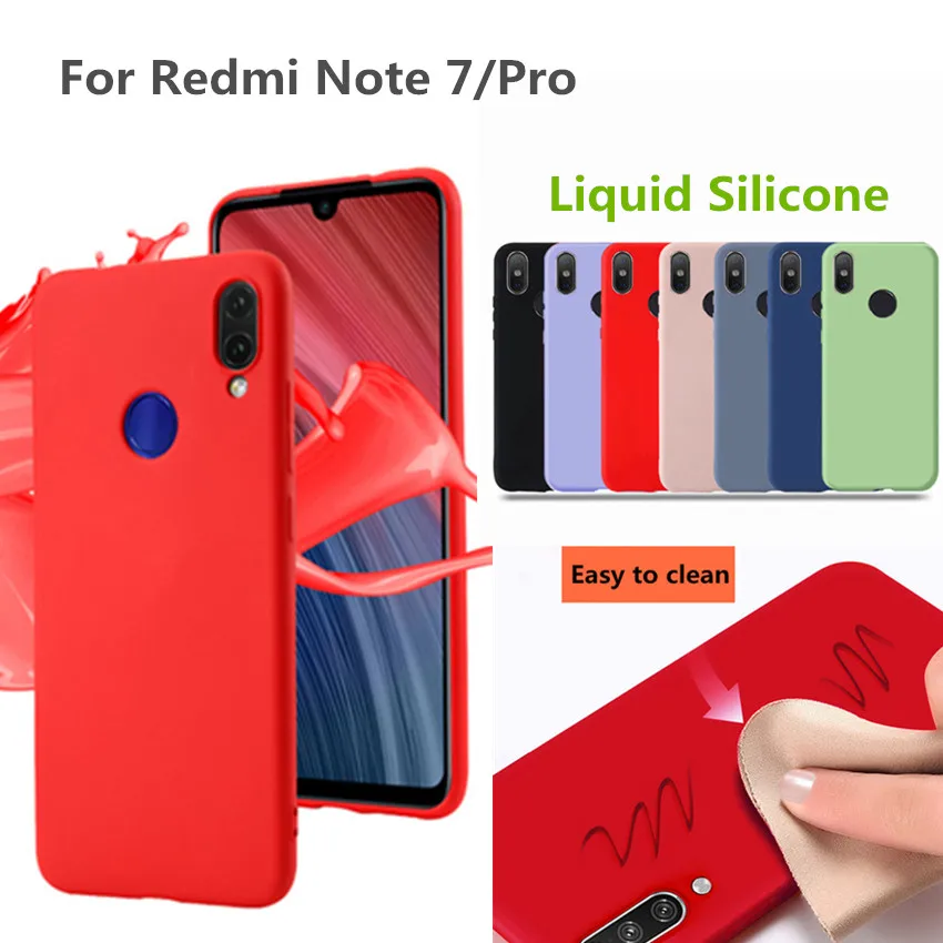 

For Xiaomi Redmi Note 7 Pro Case Liquid Silicone Soft TPU Thin Gel Rubber Protective phone cover for redmi note 7 Cover Coque