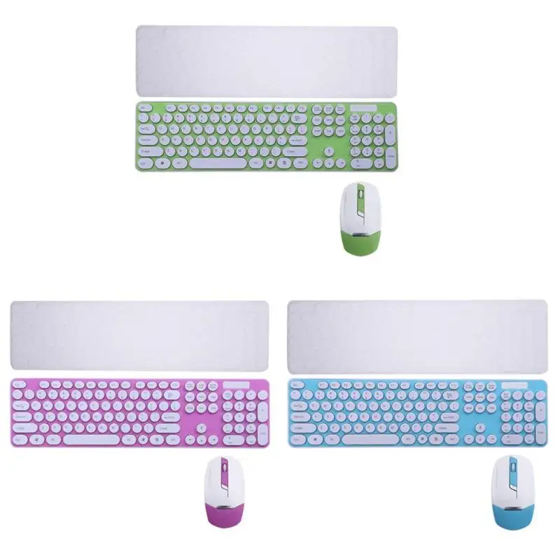 

2.4G Wireless Keyboard Mouse Mice Combo Set With Colorful Round Chocolate Button For Notebook Laptop Computer Gaming PC