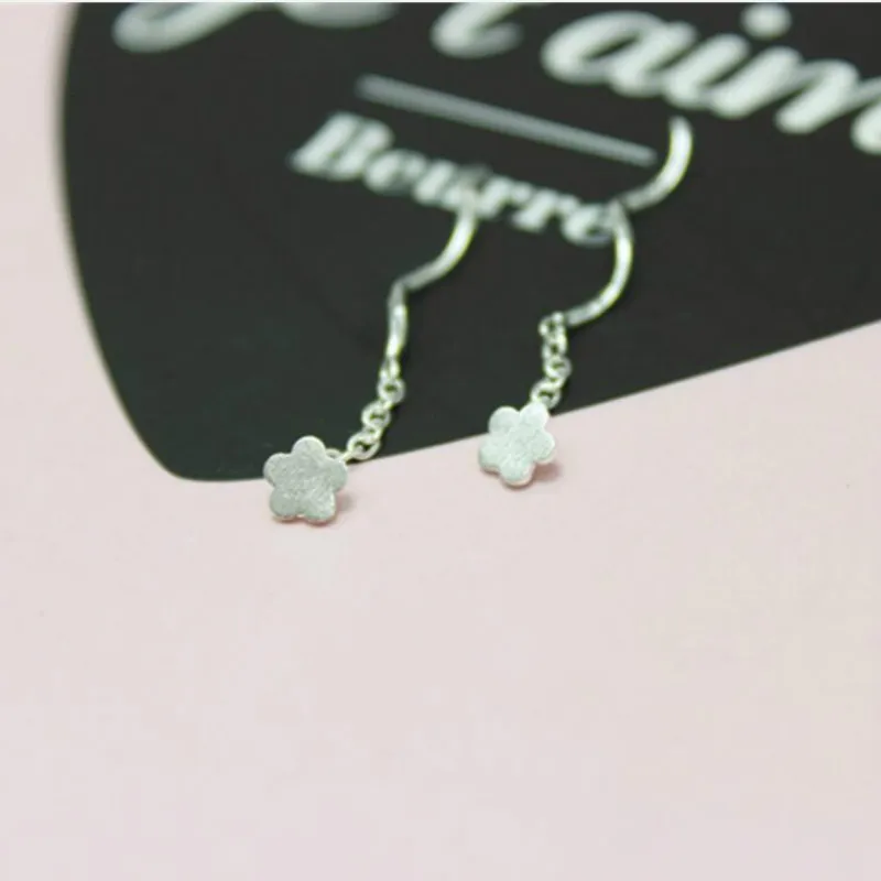 

100% 925 Sterling Silver Plum Drawing Ear Line Long Tassel Earring Prevent Aller Flyleaf Fashion Jewelry Drop Earrings For Women
