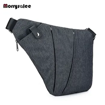 

Digital Storage Bag Men'S Canvas Chest Bag Messenger Pocket Multi-Function Personal Body Shoulder Anti-Theft Bag