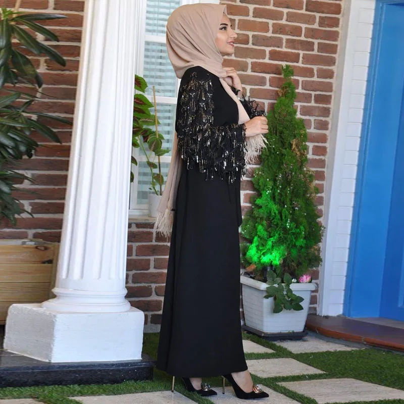 Платье-хиджаб с блестками и кисточками, Абая, Дубай, мусульманский хиджаб, Абая для женщин, кафтан, кафтан, мусульманская одежда, турецкие платья, женская одежда