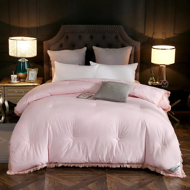Хлопок одеяло ed пуховое одеяло хлопок наполнитель гипоаллергенный удобный-пододеяльник вставка 200X230 см/220X240 см белый розовый - Цвет: Color 2