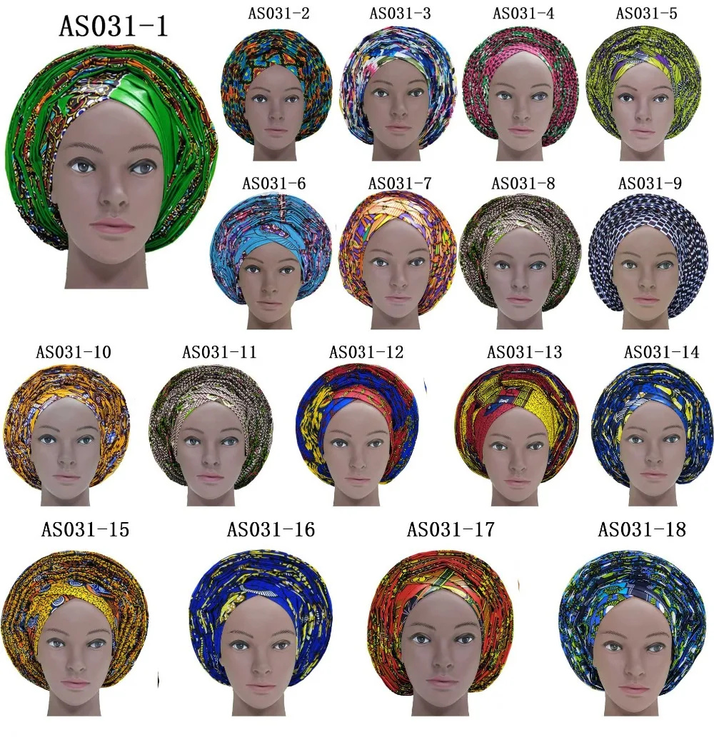 

2019 New Style African Auto Gele Headtie Already Made African Ankara Material Ladies Head Wrap 1PC/pack DHL Free Shipping AS031
