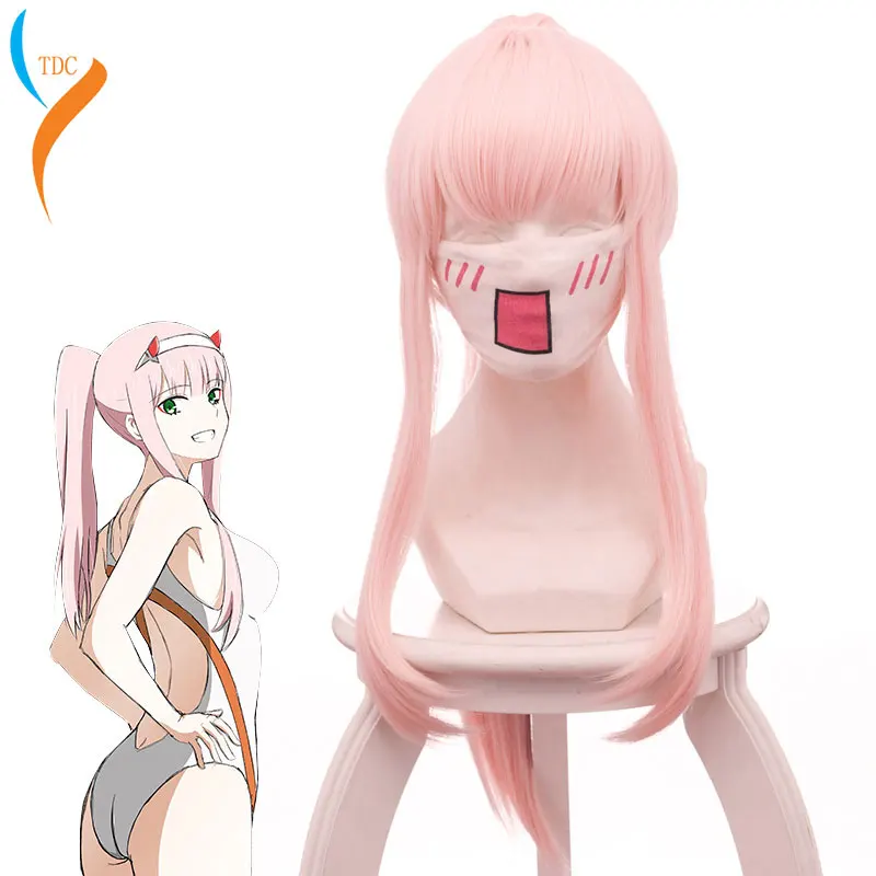 

2019 New DARLING in the FRANXX 02 Cosplay Wigs Zero Two Wigs 100cm Long Pink Synthetic Hair Heat Resistance Cosplay Wig Hair