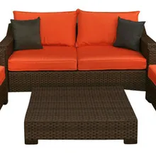 Открытый сад Оксфорд Глубокие сидения 4-Piece патио диван в оранжевый