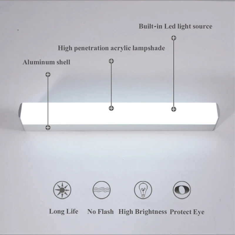 Светодиодный настенный зеркальный светильник 12 Вт 16 Вт 22 Вт Водонепроницаемый светодиодный зеркальный светильник для ванной комнаты Настенные светильники современный настенный светильник для спальни