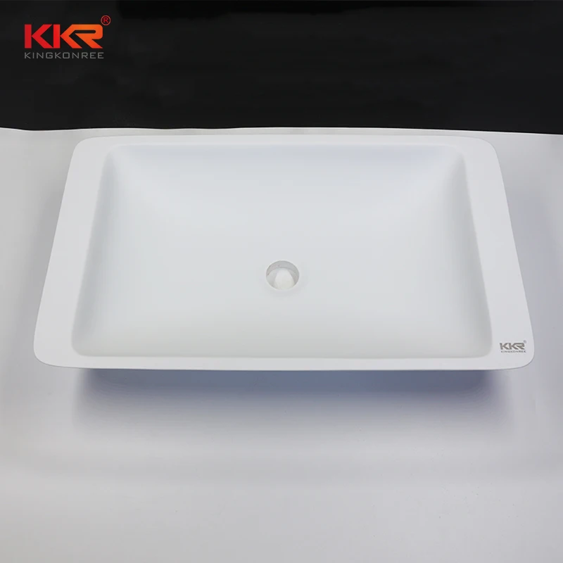 

KKR solid surface artificial stone matt white square countertop wash basin KKR-1321