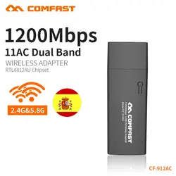 COMFAST Wifi адаптер 802.11AC 2,4 г 5,8 м + 300 г 867 м двухдиапазонный Wifi USB адаптер мощный ПК Wifi приемник CF-912AC