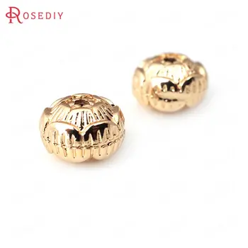 

(32006-G)10PCS 9.5MM 24K Champagne Gold Color Brass Double-sided Lotus Bracelets Spacer Beads Jewelry Making Supplies