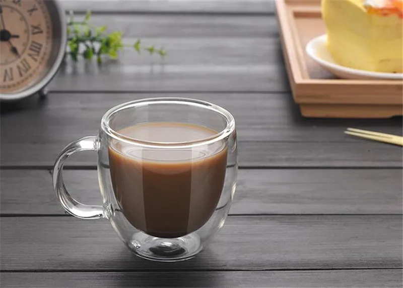 150ml Heat Resistance Double Wall Glass Cup With the Handle Coffee Mugs Kungfu Tea Cup Coffee Milk Juice Healthy Drink Mug 9
