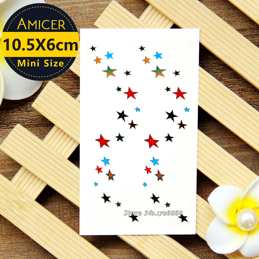 

10.5x6cm New Design Fashion Temporary Tattoo Stickers Temporary Body Art Waterproof Tattoo Pattern Star #351