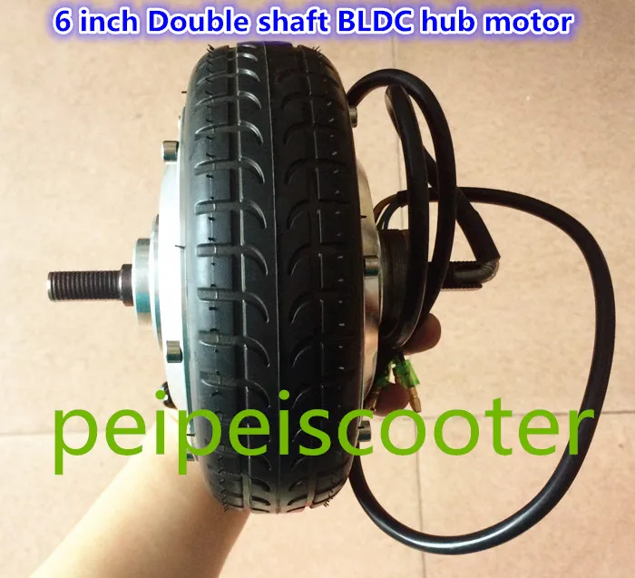 

6 inch 6inch BLDC brushless no-gear dc scooter wheel hub motor double shafts with tire and hall sensor phub-161K
