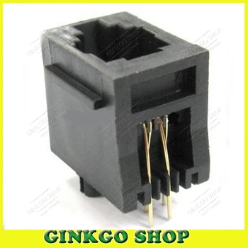 

100pcs/lot New RJ11 Modular Network Jack 52-4P4C LAN PCB Connector Without LED Free Shipping