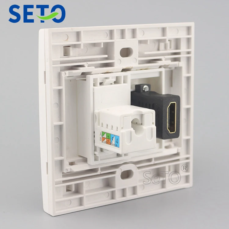

SeTo 86 Type Gigabit Network RJ45 Cat6 + One HDMI Connector Wall Plate Socket Keystone Faceplate