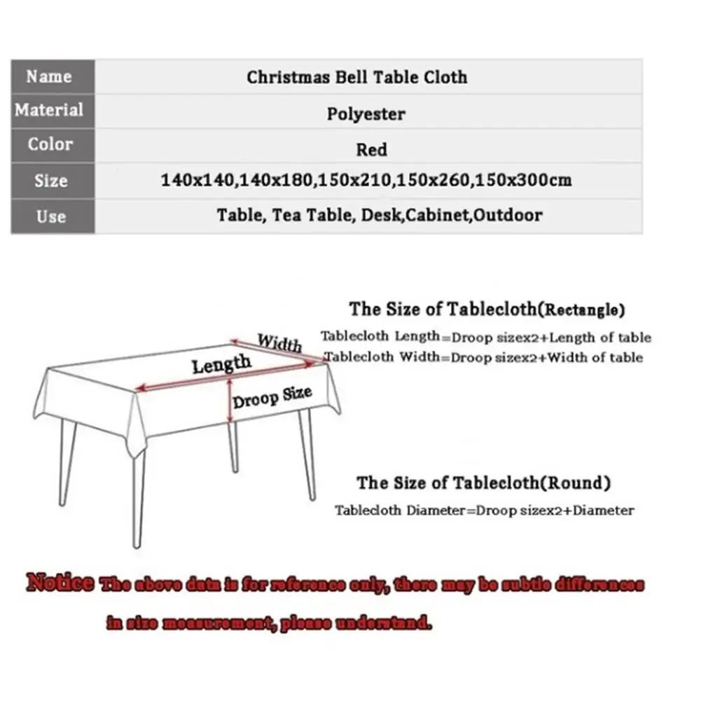 Tanie Christmas Bell 3D nadrukowany wzór prostokątne obrusy piknik ochrona przed kurzem na stół pokrywa herbata maszyna tkanina szafka nocna Mat