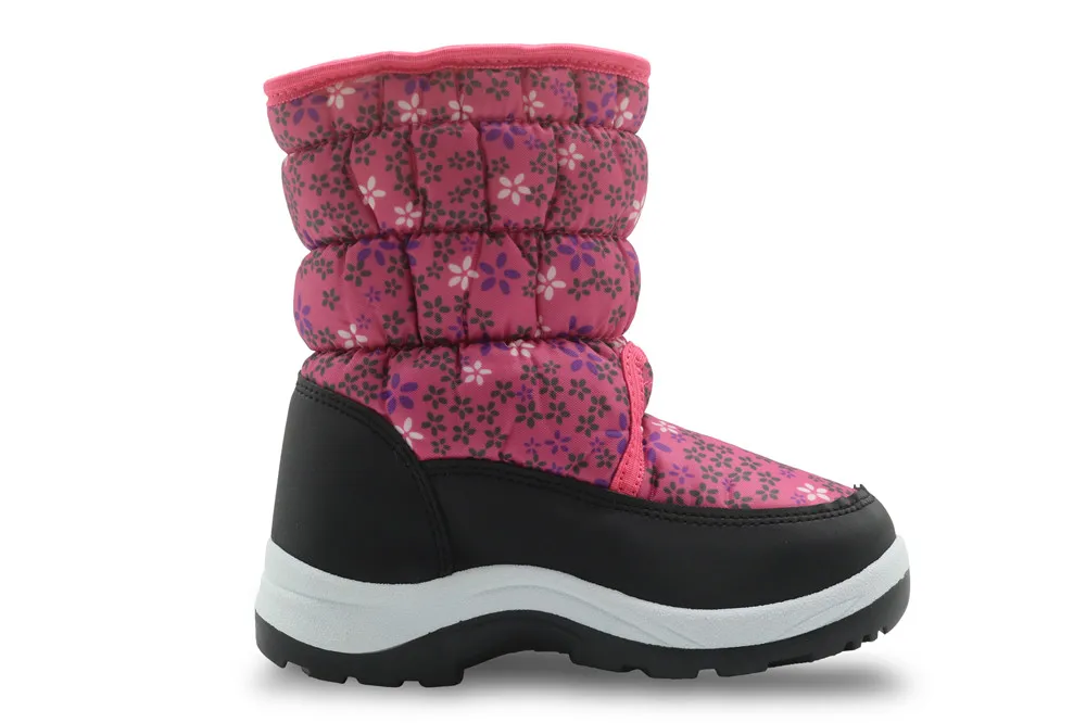 Apakowa/зимние водонепроницаемые ботинки для девочек; детская обувь из искусственной кожи; теплые плюшевые зимние ботинки до середины икры с противоскользящей тканью для девочек