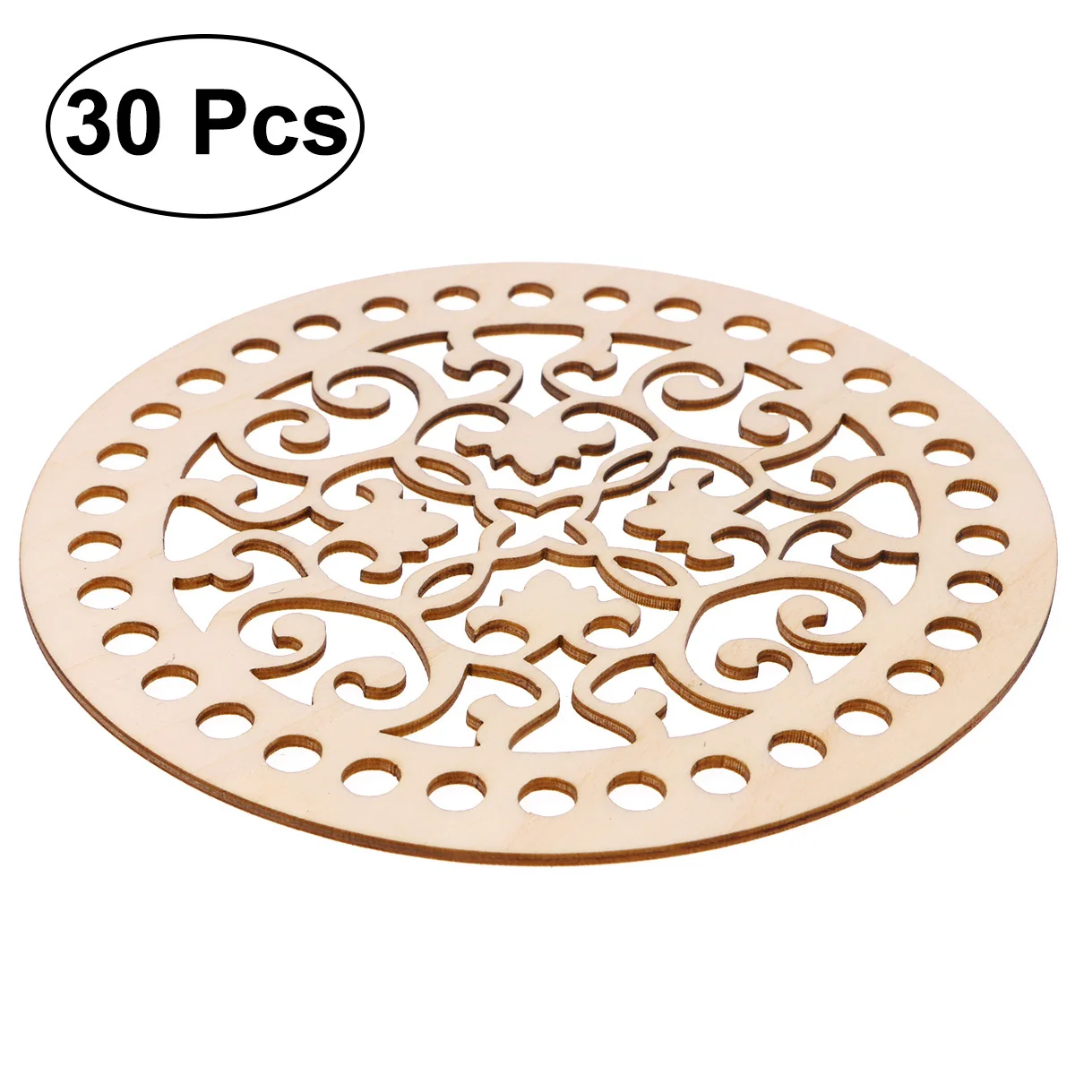 

30Pcs 10cm/15cm Wooden Hollow Round Cutout Slices Discs for DIY Craft Ornaments Wedding Party Home Decoration