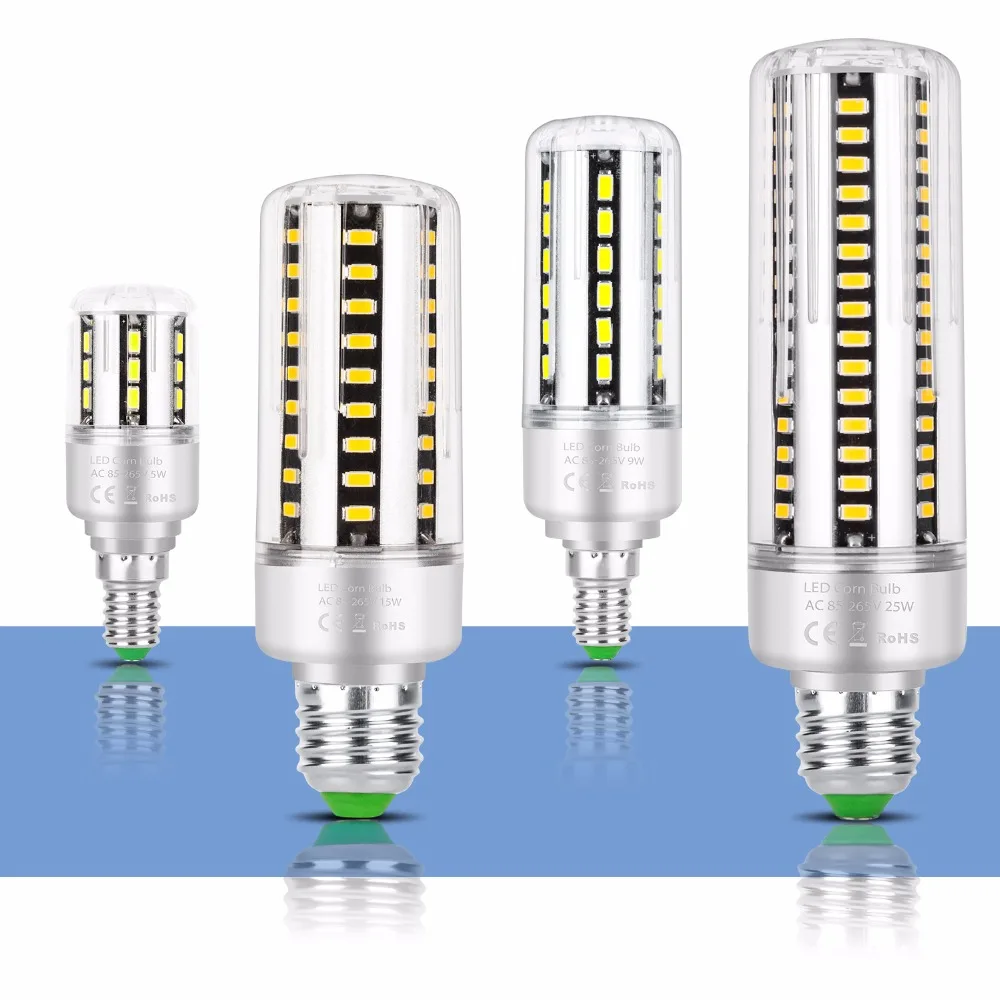 Светодиодный индикатор E27 светодиодная лампочка Кукуруза лампа E14 220 V высокой Мощность светодиодный свет лампы 5 W 7 W 9 W 12 W 15 W 18 W 20 W 110 V Свеча
