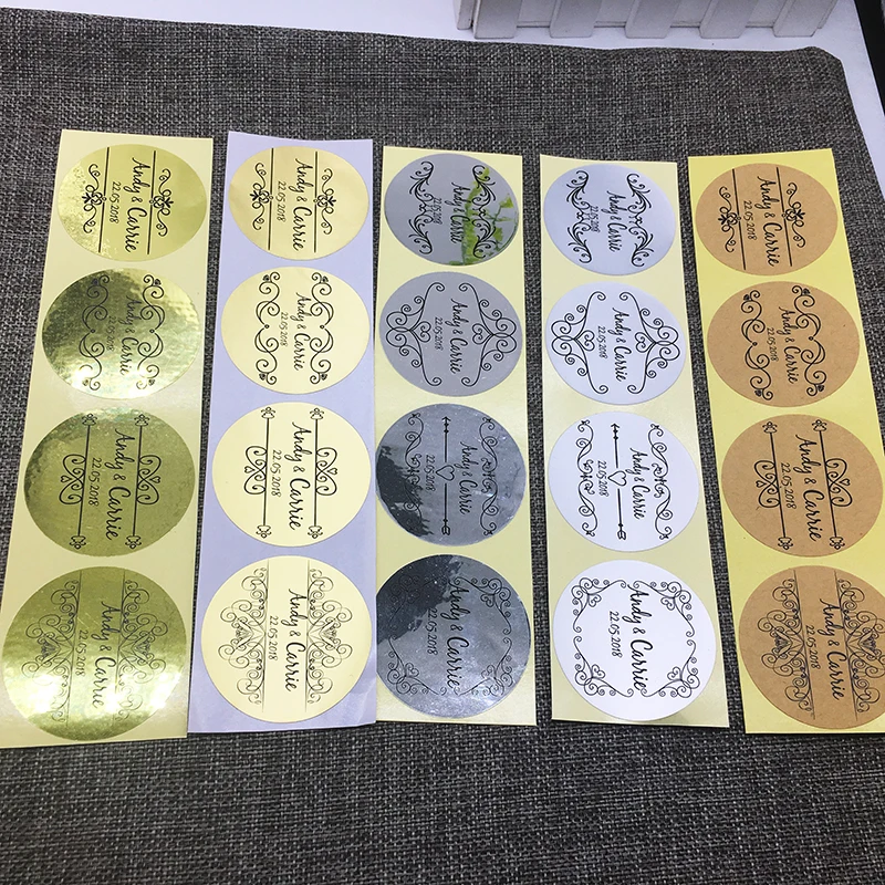 

4 cm custom 100 pcs Personalized Matt Silver PVC Sticker design Clear Logo Shower Wedding Baby matte film Gift for party paper