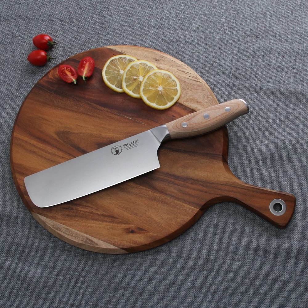 WALLOP chef knife kitchen knife Japanese butcher meat cleaver vegetable 7 in German 1.4116 stainless steel Nakiri cooking cutter WALLOP chef knife kitchen knife Japanese butcher meat cleaver vegetable 7 in German 1.4116 stainless steel Nakiri cooking cutter