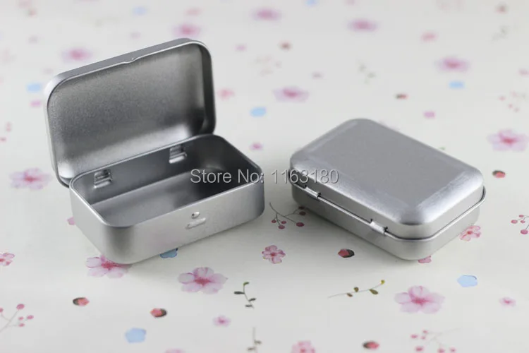 12 unids/lote KIT de supervivencia tapa con bisagras plata pequeña caja