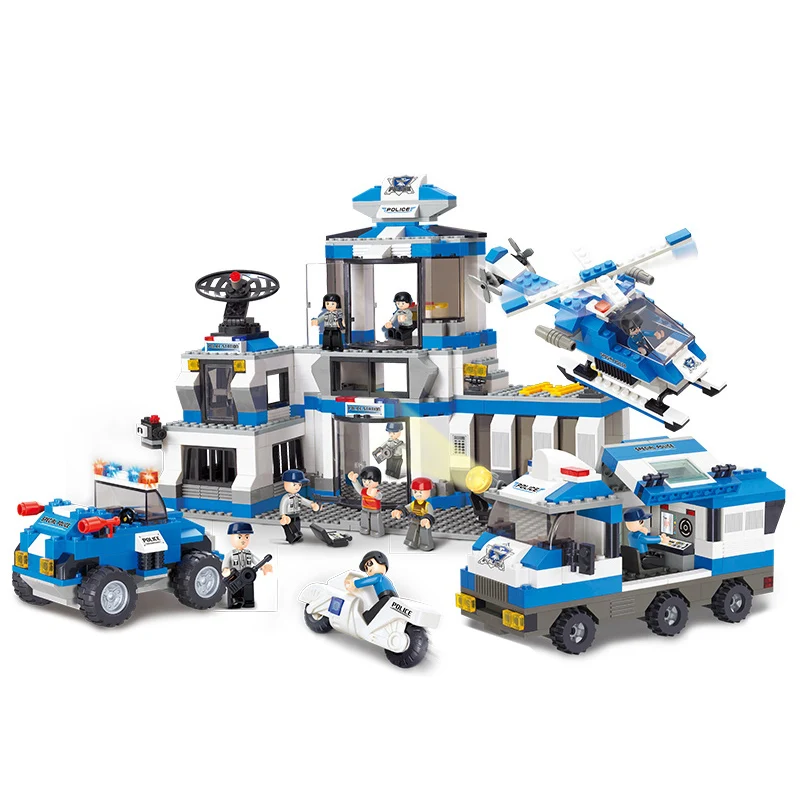

SLUBAN 0193 Police Series SWAT Police Command Center Figure Blocks Educational Building Brick Toys For Children Christmas Gift