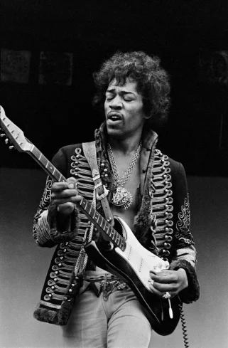 Jimi Hendrix GUITAR Music Black White Custom Classical ...