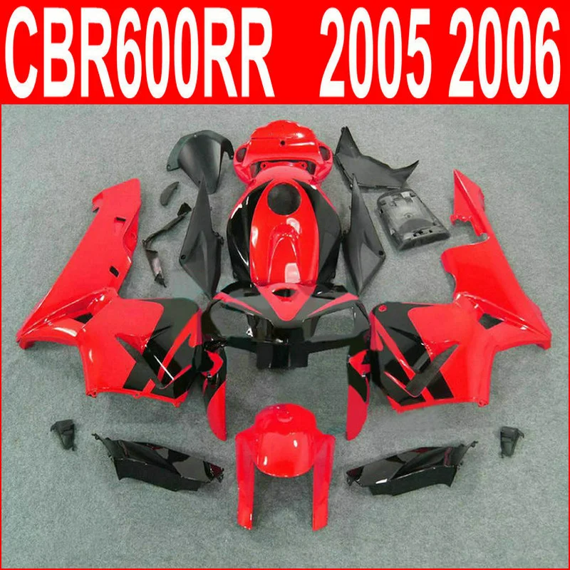 Литьевой формованный обтекатель комплект для Honda CBR600RR 05 06 красный черный набор 2005