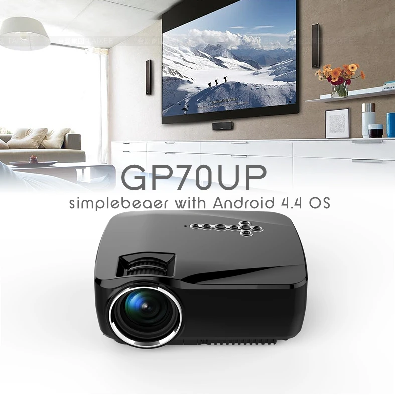 Портативный смарт-проектор Simplebeamer GP70UP, светодиодный мини-проектор, беспроводной WiFi, Bluetooth, мультимедийный видео проектор, Встроенный Android