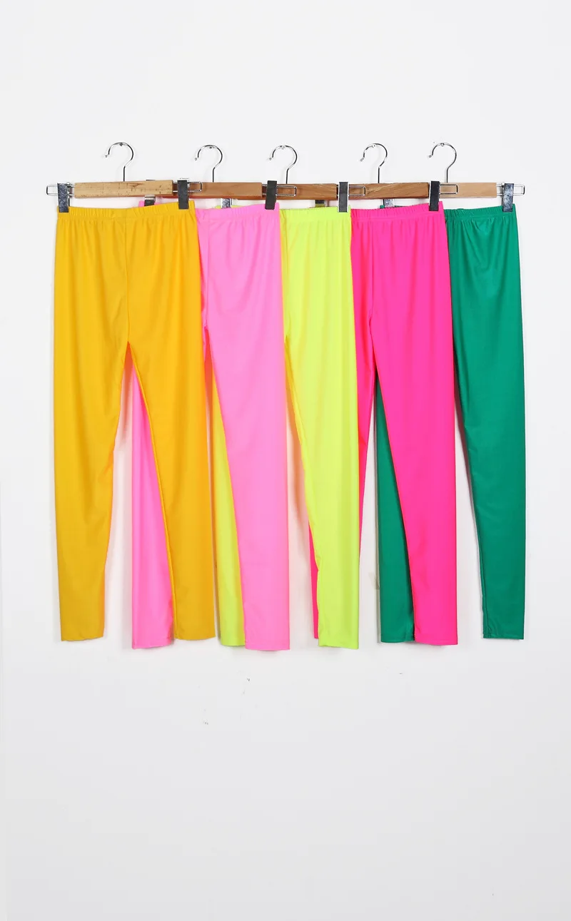 leggings with pockets 2021 Women Solid Color Fluorescent Shiny Pant Leggings Spandex maternity leggings