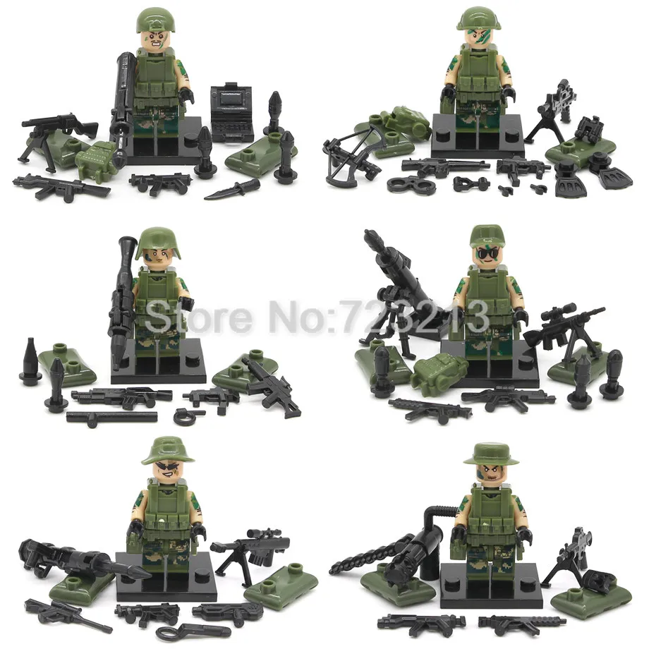 

Single Sale SWAT Block Military Figure set with Weapon M2 Gun SWAT Building Blocks Sets MOC Model Bricks Toys