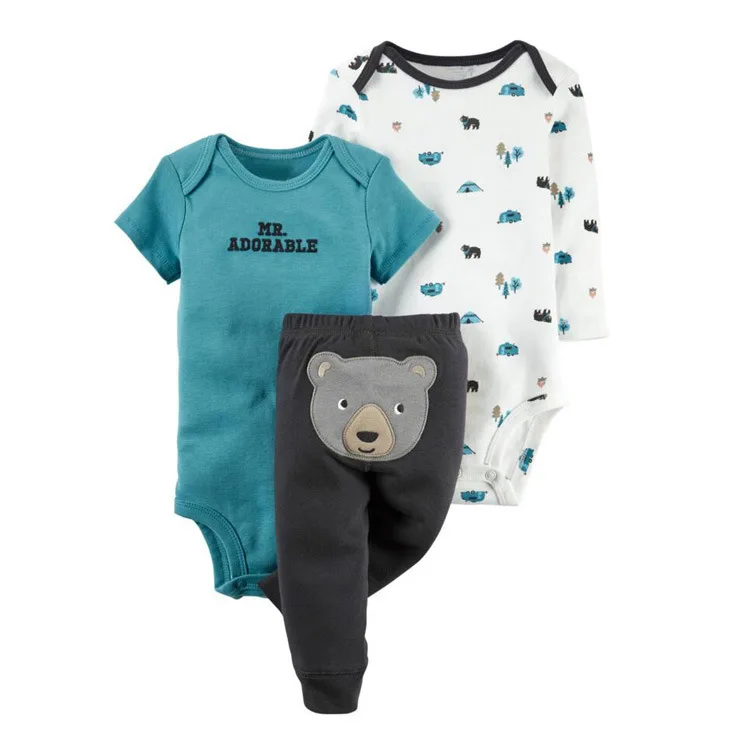 

Children's brand 3-Pieces Baby Boys girl Clothing Baby Boys Suits Baby Clothing Set Short Sleeve O-Neck Children 100% Cotton Set
